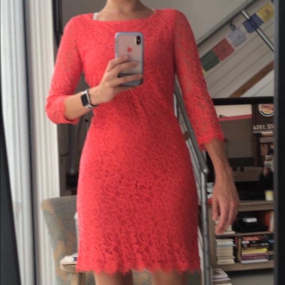 DVF sz 8 Zarita Coral lace dress with back zipper - Picture 1 of 4